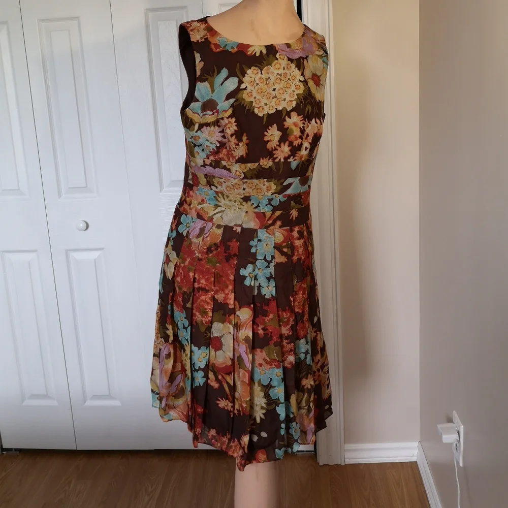 Kay Unger Women's Size 12 Floral Sleeveless Dress - Silk Wool Blend - Picture 7 of 9